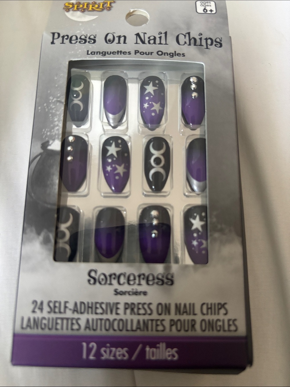 3/$20 Spirit Halloween Sorceress Press On Nail Chips Purple & Black